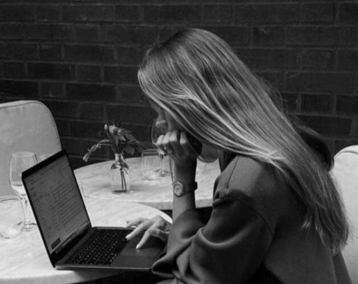 Woman working on laptop